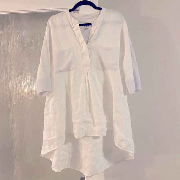 Anne Klein Flowy Linen Semi Sheer, High-Low, Swim Cover Up, Size Medium, EUC - Picture 5 of 7